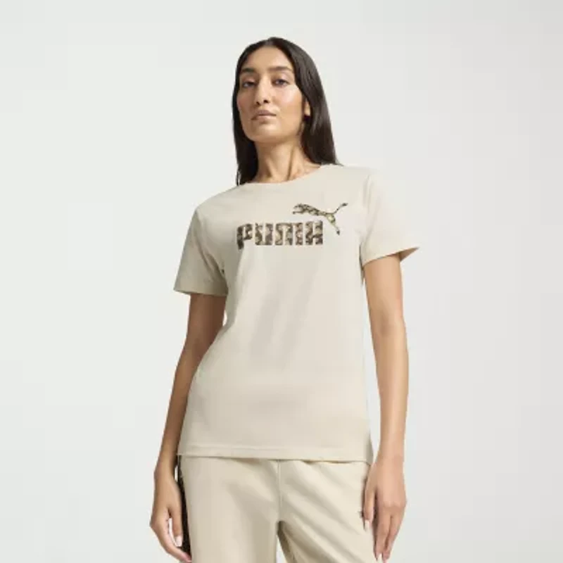 Puma Womens Animal Print Short Sleeve Logo T-Shirt