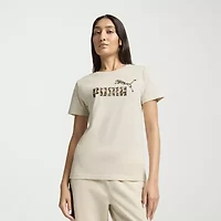 Puma Womens Animal Print Short Sleeve Logo T-Shirt