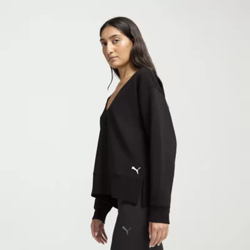 PUMA Womens V Neck Long Sleeve Sweatshirt