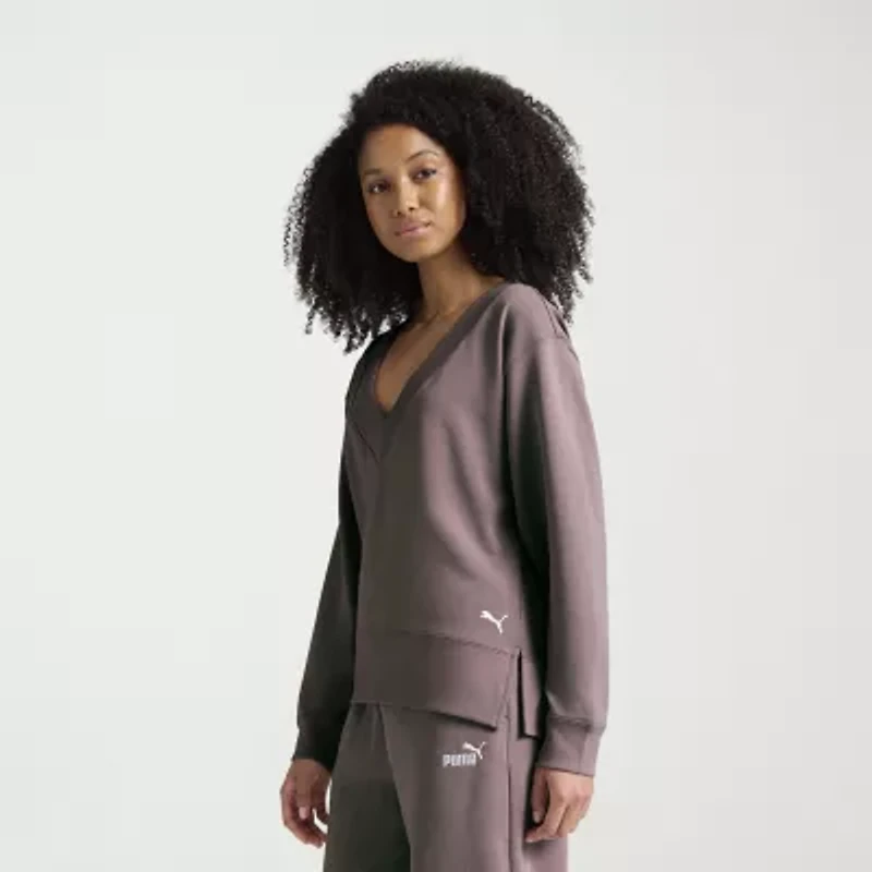 PUMA Womens V Neck Long Sleeve Sweatshirt