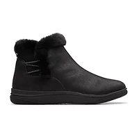 Clarks Womens Breeze Fur Flat Heel Booties