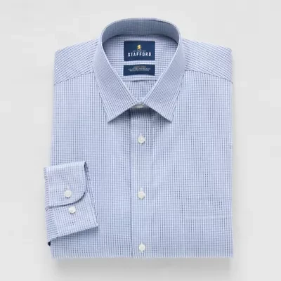 Stafford Smart Tech Mens Regular Fit Stretch Fabric Wrinkle Free Long Sleeve Dress Shirt
