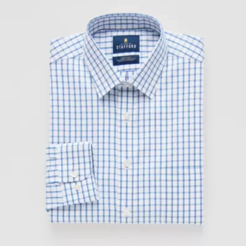 Stafford Smart Tech Mens Regular Fit Stretch Fabric Wrinkle Free Long Sleeve Dress Shirt