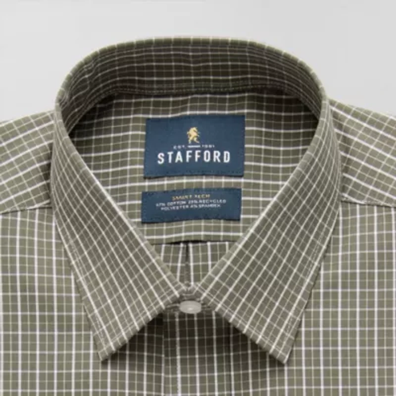 Stafford Smart Tech Mens Regular Fit Stretch Fabric Wrinkle Free Long Sleeve Dress Shirt