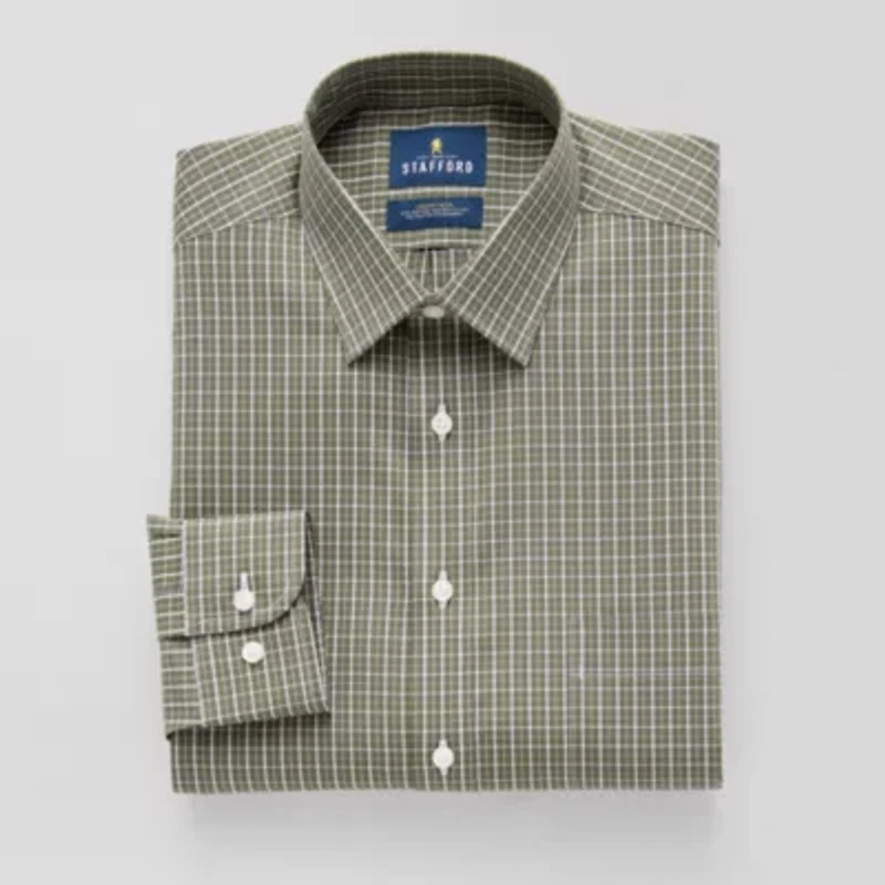 Stafford Smart Tech Mens Regular Fit Stretch Fabric Wrinkle Free Long Sleeve Dress Shirt