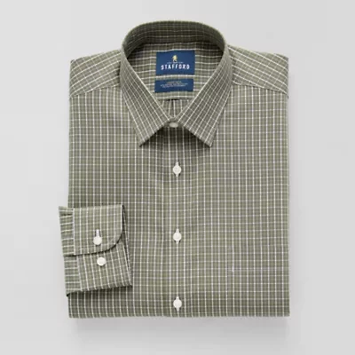 Stafford Smart Tech Mens Regular Fit Stretch Fabric Wrinkle Free Long Sleeve Dress Shirt