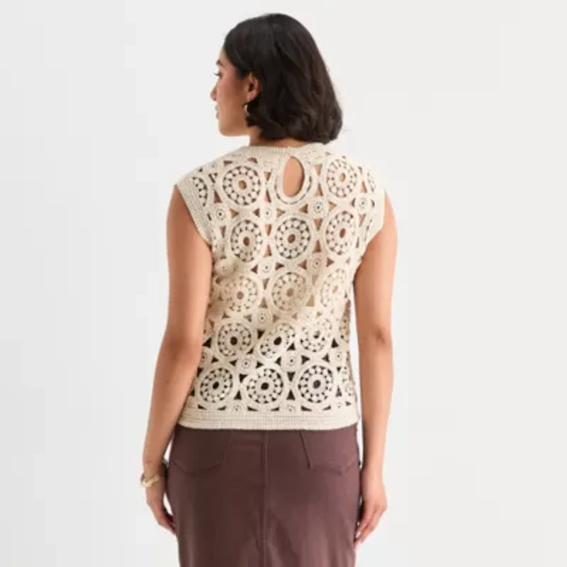 a.n.a Womens Round Neck Sleeveless Pullover Sweater
