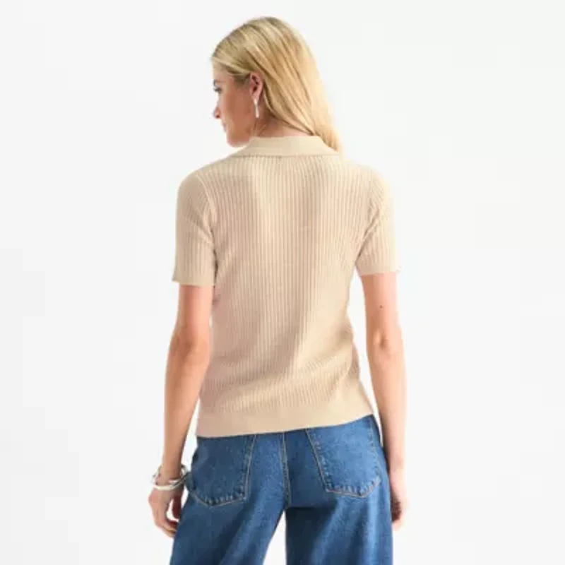 a.n.a Womens Short Sleeve Pullover Sweater