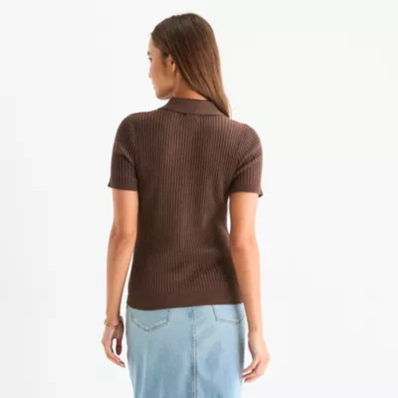 a.n.a Womens Short Sleeve Pullover Sweater