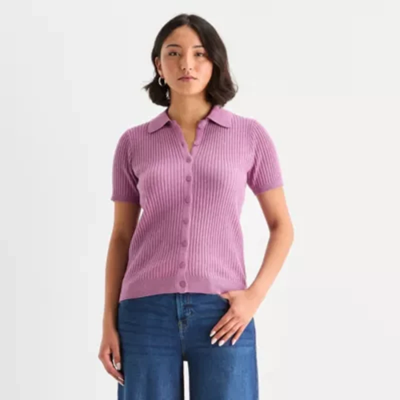 a.n.a Womens Short Sleeve Pullover Sweater