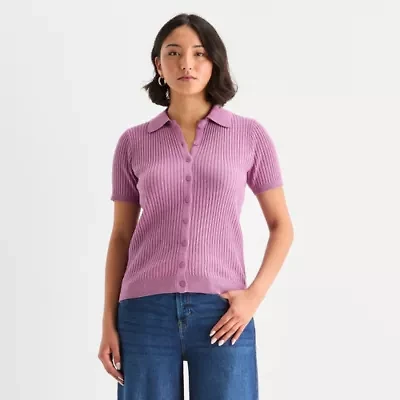 a.n.a Womens Short Sleeve Pullover Sweater