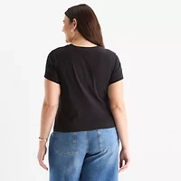 a.n.a Womens Crew Neck Short Sleeve Plus T-Shirt