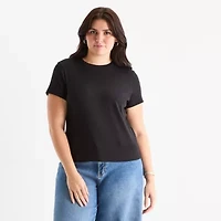 a.n.a Womens Crew Neck Short Sleeve Plus T-Shirt