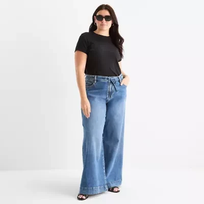 a.n.a Womens Crew Neck Short Sleeve Plus T-Shirt