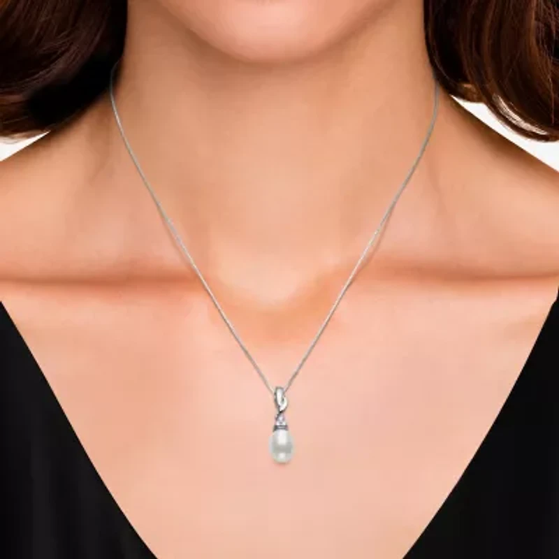 Womens White Cultured Freshwater Pearl 2-pc. Pendant Necklace Set