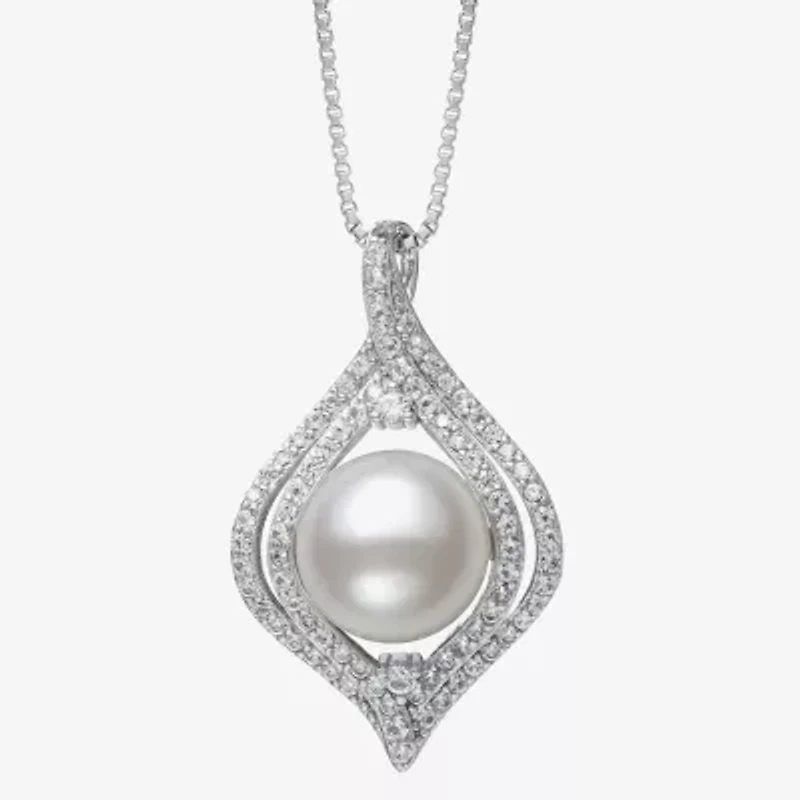 Womens White Cultured Freshwater Pearl Sterling Silver 18 Inch Pendant Necklace