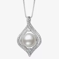 Womens White Cultured Freshwater Pearl Sterling Silver 18 Inch Pendant Necklace