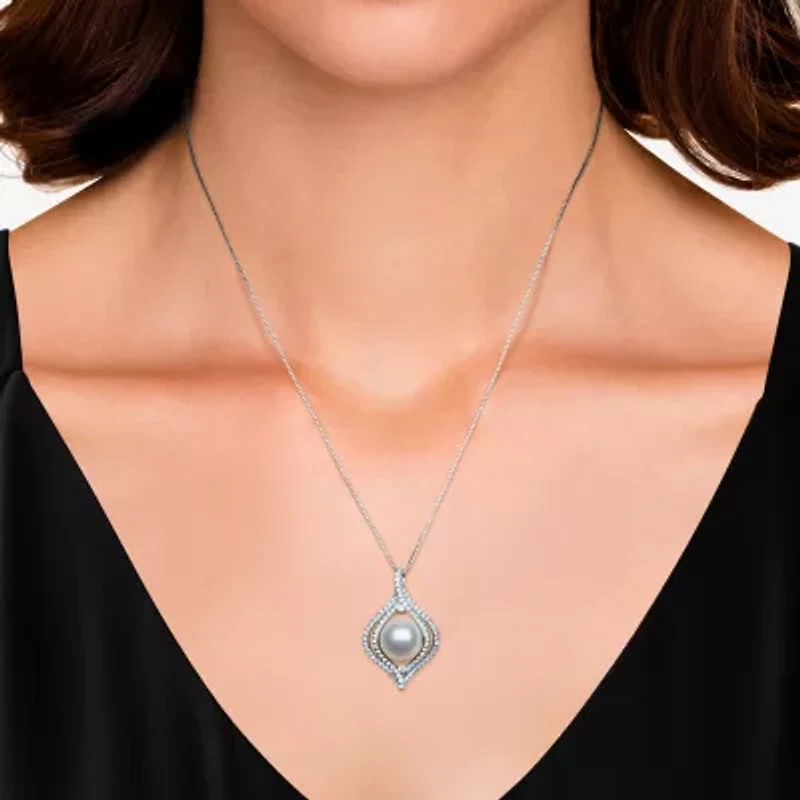 Womens Cultured Freshwater Pearl Sterling Silver 18 Inch Pendant Necklace