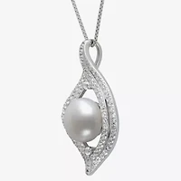 Womens White Cultured Freshwater Pearl Sterling Silver 18 Inch Pendant Necklace
