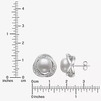 White Cultured Freshwater Pearl Sterling Silver 14mm Stud Earrings
