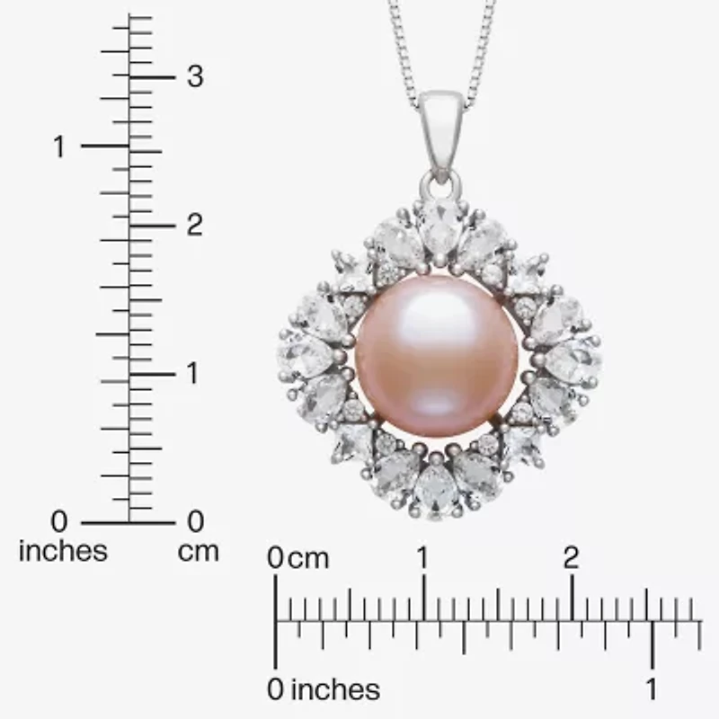 Womens Pink Cultured Freshwater Pearl Sterling Silver Round 18 Inch Pendant Necklace