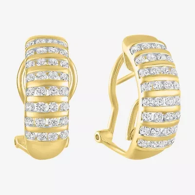 (G-H / I1-I2) Womens 1 CT. T.W. Lab Grown White Diamond 10K Gold 23mm Hoop Earrings