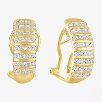 (G-H / I1-I2) Womens 1 CT. T.W. Lab Grown White Diamond 10K Gold 23mm Hoop Earrings