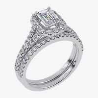 G / Vs2-Si1) Womens 1 CT. T.W. Lab Grown White Diamond 10K Gold Side Stone Halo Bridal Set