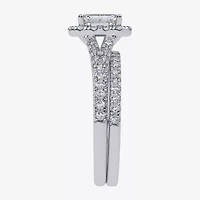 G / Vs2-Si1) Womens 1 CT. T.W. Lab Grown White Diamond 10K Gold Side Stone Halo Bridal Set