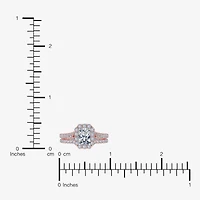 G / Vs2-Si1) Womens 1 CT. T.W. Lab Grown White Diamond 10K Rose Gold Side Stone Halo Bridal Set