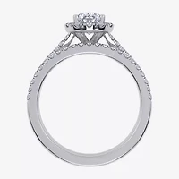 (G / Vs2-Si1) Womens 1 CT. T.W. Lab Grown White Diamond 10K Gold Pear Side Stone Halo Bridal Set