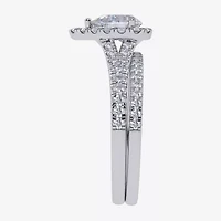 (G / Vs2-Si1) Womens 1 CT. T.W. Lab Grown White Diamond 10K Gold Pear Side Stone Halo Bridal Set