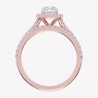 (G / Vs2-Si1) Womens 1 CT. T.W. Lab Grown White Diamond 10K Rose Gold Cushion Side Stone Halo Bridal Set