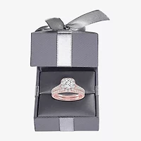 (G / Vs2-Si1) Womens 1 CT. T.W. Lab Grown White Diamond 10K Rose Gold Cushion Side Stone Halo Bridal Set