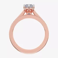 (G / Vs2-Si1) Womens 1 1/2 CT. T.W. Lab Grown White Diamond 10K Rose Gold Marquise Side Stone Bridal Set