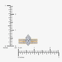 (G / Vs2-Si1) Womens 1 1/2 CT. T.W. Lab Grown White Diamond 10K Gold Marquise Side Stone Bridal Set