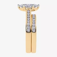 (G / Vs2-Si1) Womens 1 1/2 CT. T.W. Lab Grown White Diamond 10K Gold Marquise Side Stone Bridal Set