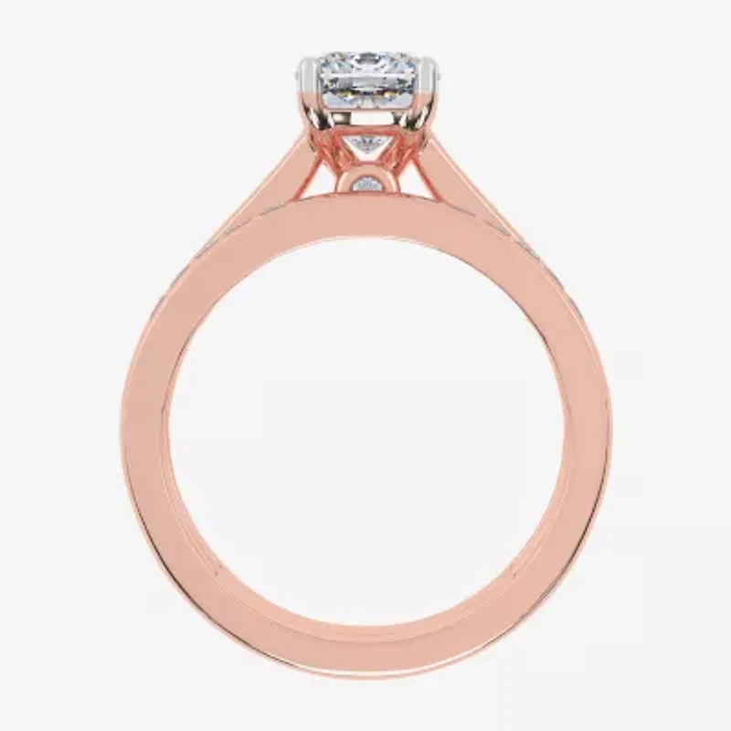 (G / Vs2-Si1) Womens 1 1/2 CT. T.W. Lab Grown White Diamond 10K Rose Gold Round Side Stone Bridal Set