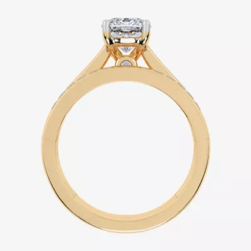 (G / Vs2-Si1) Womens 1 1/2 CT. T.W. Lab Grown White Diamond 10K Gold Round Side Stone Bridal Set