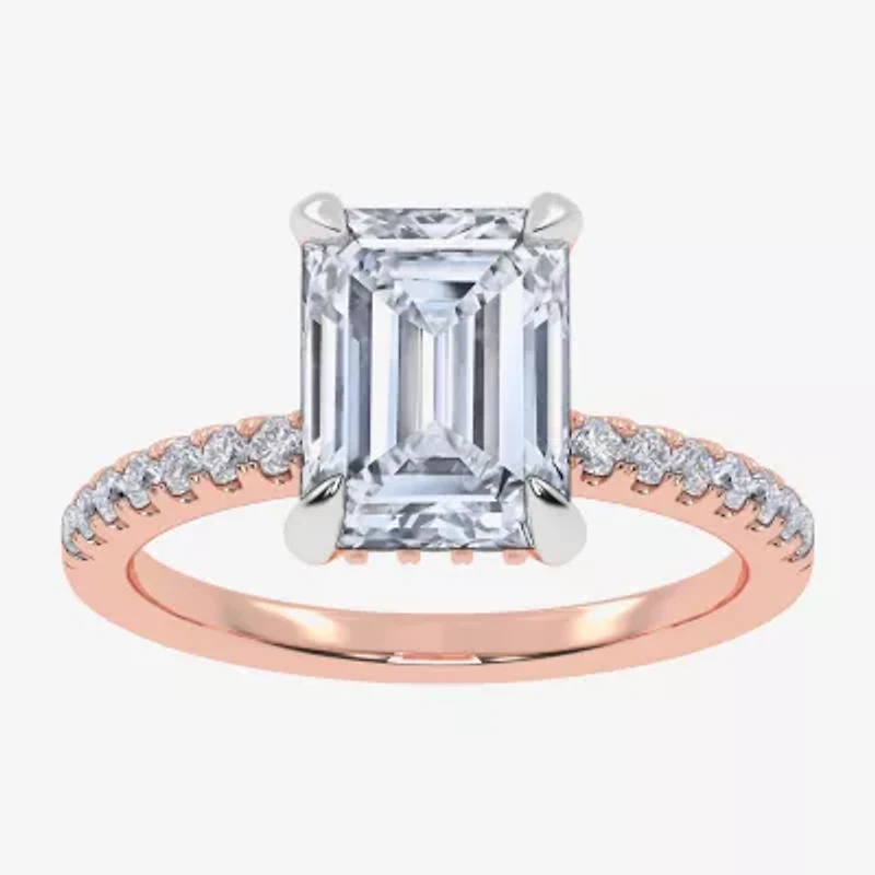 (G-H / Si1-Si2) Womens 2 1/4 CT. T.W. Lab Grown White Diamond 14K Rose Gold Side Stone Engagement Ring