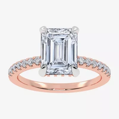 G-H / Si1-Si2 Womens 4 1/4 CT. T.W. Lab Grown White Diamond 14K Rose Gold Side Stone Engagement Ring