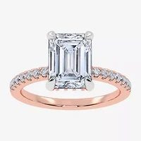 (G-H / Si1-Si2) Womens 2 1/4 CT. T.W. Lab Grown White Diamond 14K Rose Gold Side Stone Engagement Ring