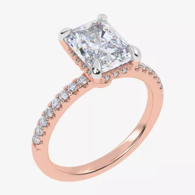 (G-H / Si1-Si2) Womens 2 1/4 CT. T.W. Lab Grown White Diamond 14K Rose Gold Side Stone Engagement Ring