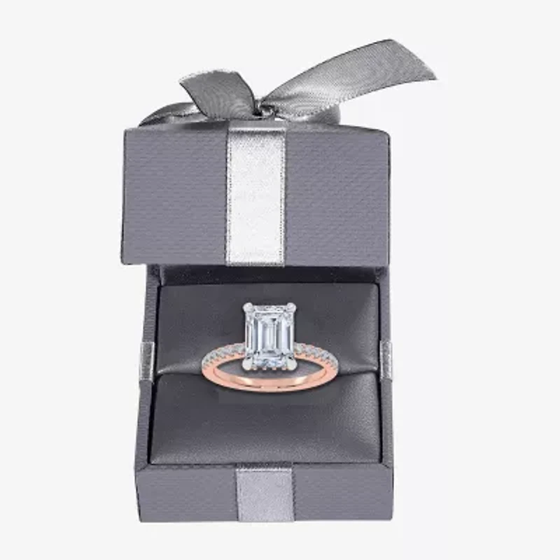 (G-H / Si1-Si2) Womens 2 1/4 CT. T.W. Lab Grown White Diamond 14K Rose Gold Side Stone Engagement Ring