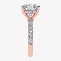 Womens 5 1/2 CT. T.W. White Diamond 14K Rose Gold Cushion Side Stone Engagement Ring
