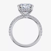 Womens 5 1/2 CT. T.W. Lab Grown White Diamond 14K Gold Cushion Side Stone Engagement Ring