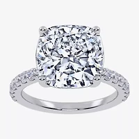 Womens 5 1/2 CT. T.W. Lab Grown White Diamond 14K Gold Cushion Side Stone Engagement Ring