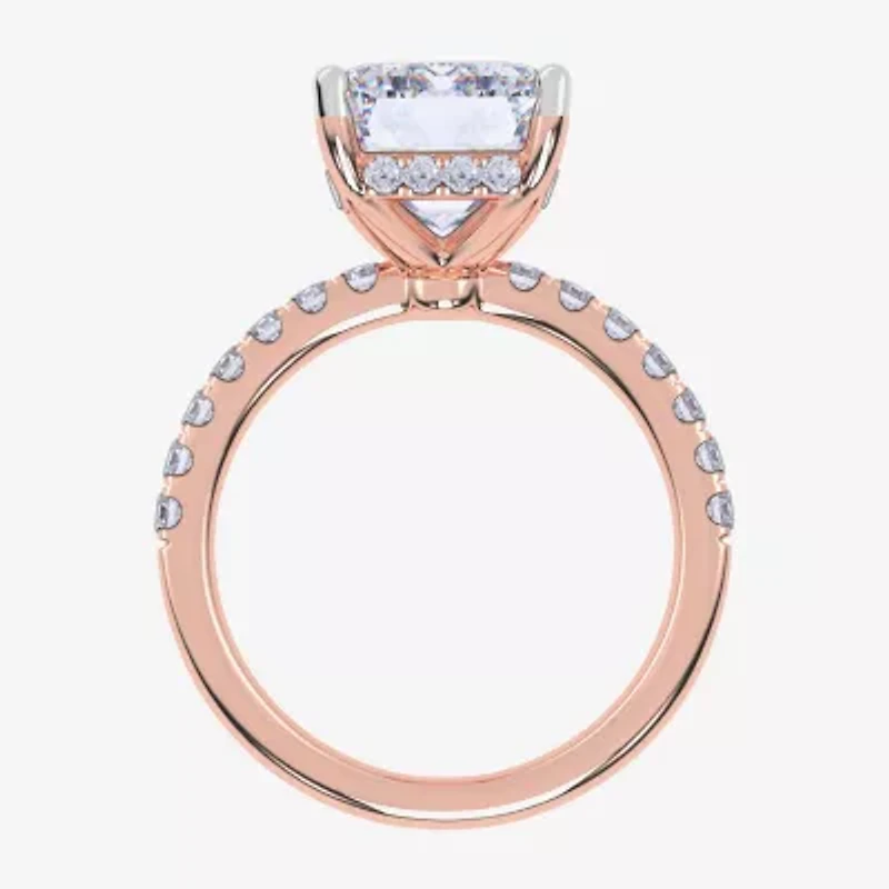 Womens 5 1/2 CT. T.W. Lab Grown White Diamond 14K Rose Gold Side Stone Engagement Ring