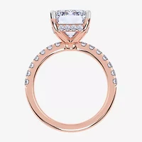 Womens 5 1/2 CT. T.W. Lab Grown White Diamond 14K Rose Gold Side Stone Engagement Ring