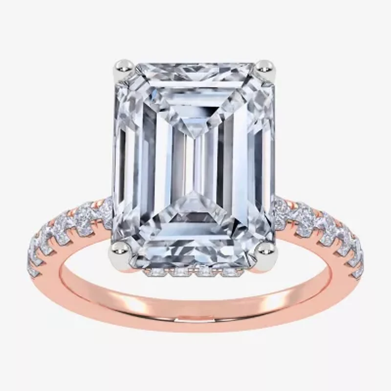 Womens 5 1/2 CT. T.W. Lab Grown White Diamond 14K Rose Gold Side Stone Engagement Ring
